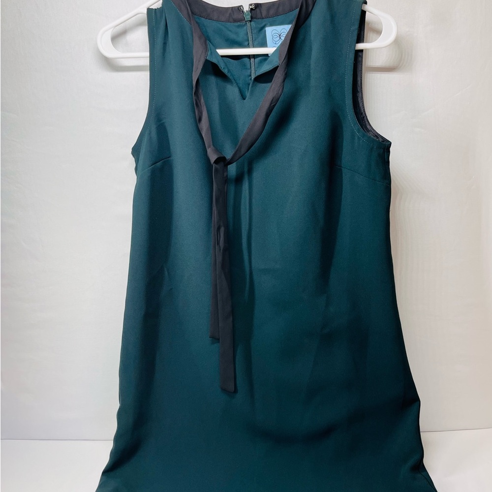 CeCe Sleeveless Midi Dress in Teal and Black‎